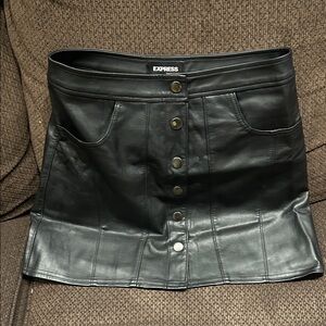 Express Black Button-Up Mini Skirt